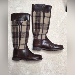 Tory Burch Boots Colleen Wool Plaid Melton Tall Riding Boot